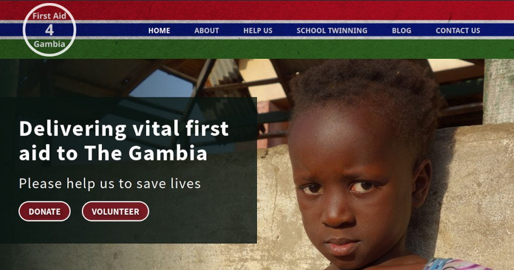 The new FirstAid4Gambia website homepage